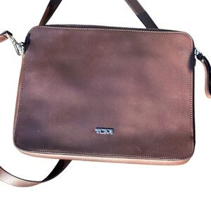 Tumi Crossbody Bag, Brown w/Tablet Size Padded Pocket and Adjustable Strap